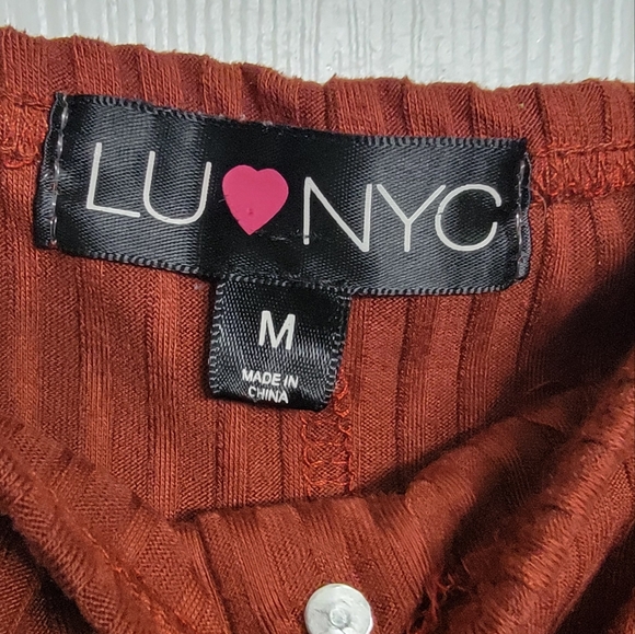 LU❤️NYC Off The Shoulder Long Sleeve Bodycon MIDI Dress Sz: Medium/Burnt Orange - Picture 2 of 3